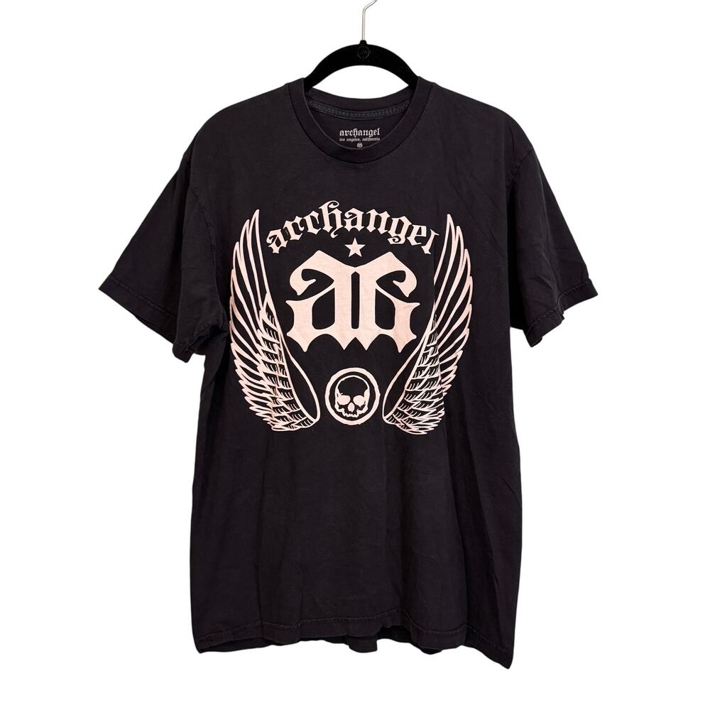 Archangel T-Shirt Mens L Black Graphic Skull Grunge Emo Y2K Gothic Cyber Skater